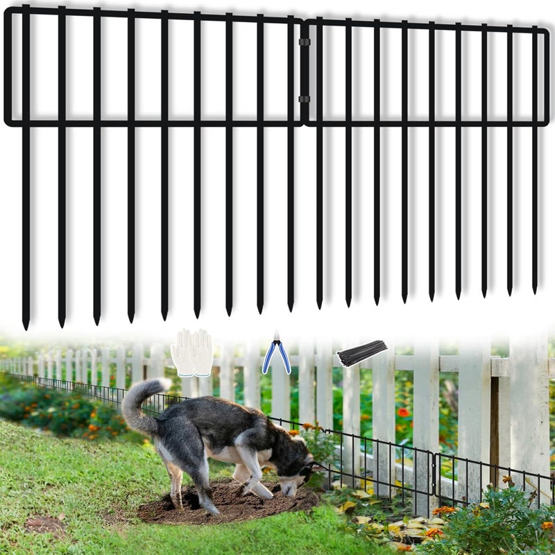 KYATE 15 Panels Animal Barrier Fence, 15ft(L) X 13inch(H) No Dig Fences Rabbits Barriers, Rustproof Metal Bottom Border Dog Blockers, Ground Stakes Defense for Garden Outdoor Landscape Patio - Image 1